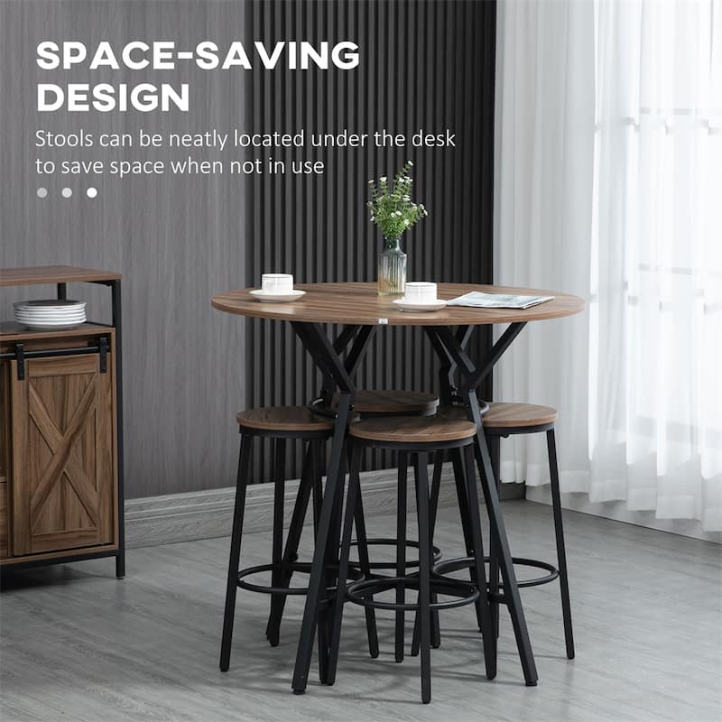 5-Piece Bar Table and Chairs Set, Space Saving Dining Table