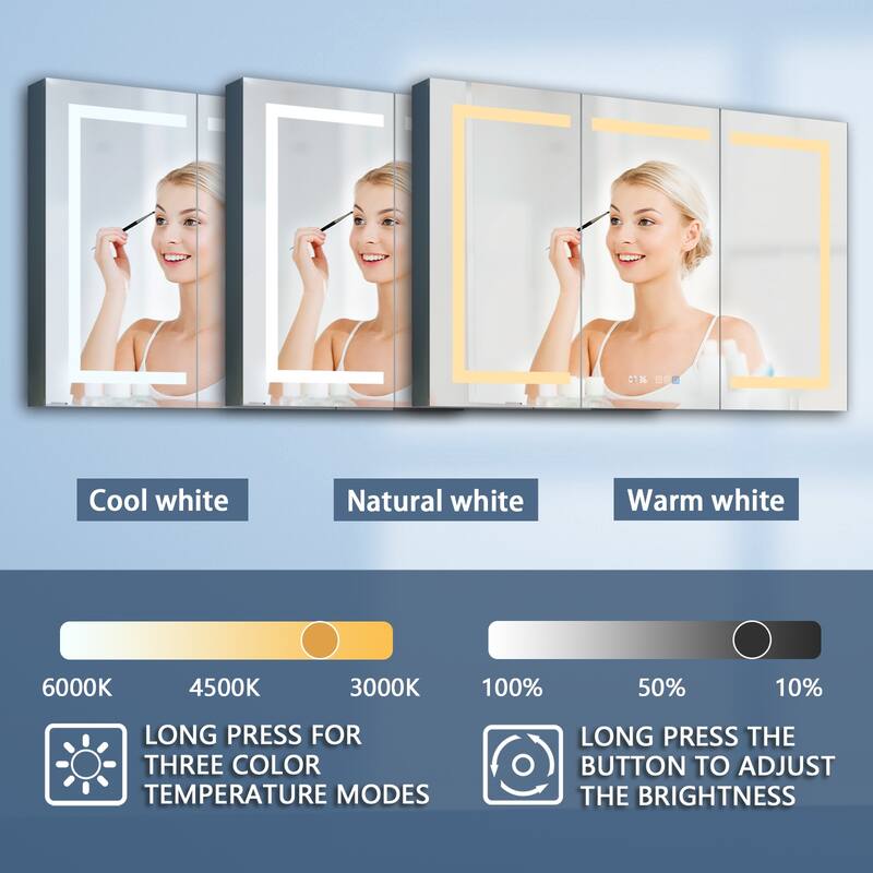 ExBrite LED Lighted Bathroom Medicine Cabinet with Mirror Recessed or Surface led Medicine Cabinet