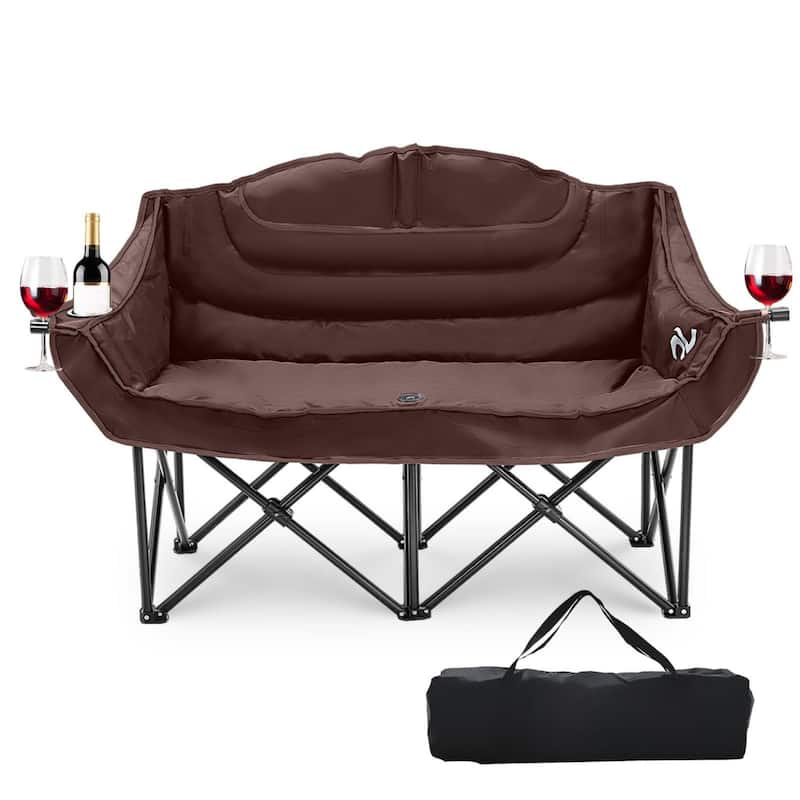 DoCred Double Camping Chair, Fully Padded Folding Camping Duo Chair