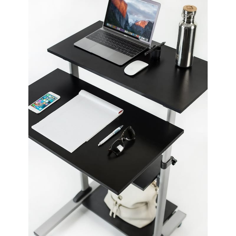 Mount-It! Silver Mobile Computer Desk | Height Adjustable