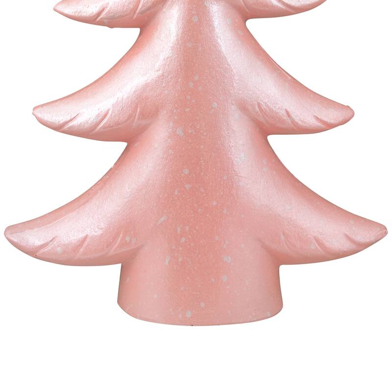 Snowy Shiny Christmas Tree Tabletop Decoration - 10" - Light Pink