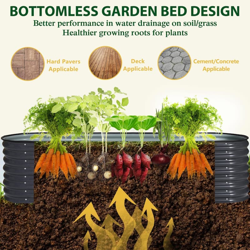 VEIKOUS 23.1''H Metal Galvanized Raised Garden Bed 9-in-1 Modular Outdoor Planter Box