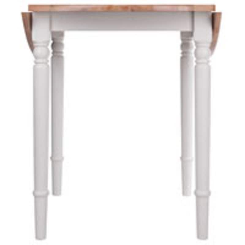30" Beige and White Round Drop Leaf Table