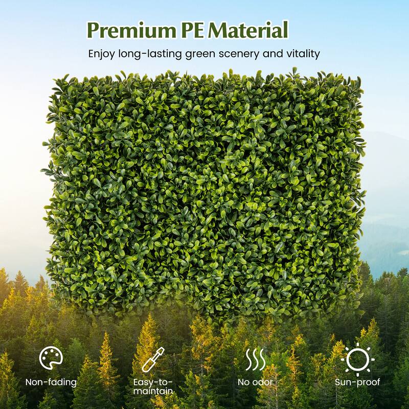 Gymax 12 PCS 20'' x 20'' Artificial Hedge Boxwood Panels w/ Decorative