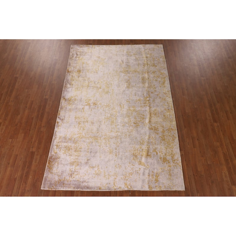 Modern Area Rug Hand-Knotted Abstract Bedroom Wool Carpet - 6'6"x 9'10"