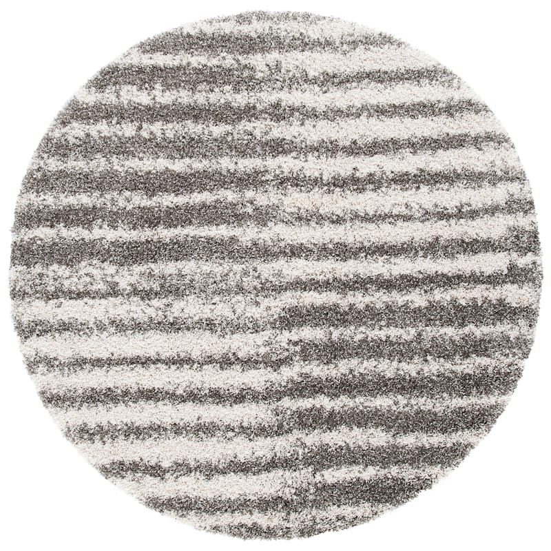 SAFAVIEH Hudson Shag Bambi Modern 2-inch Thick Rug - 7' Round - Grey/Ivory