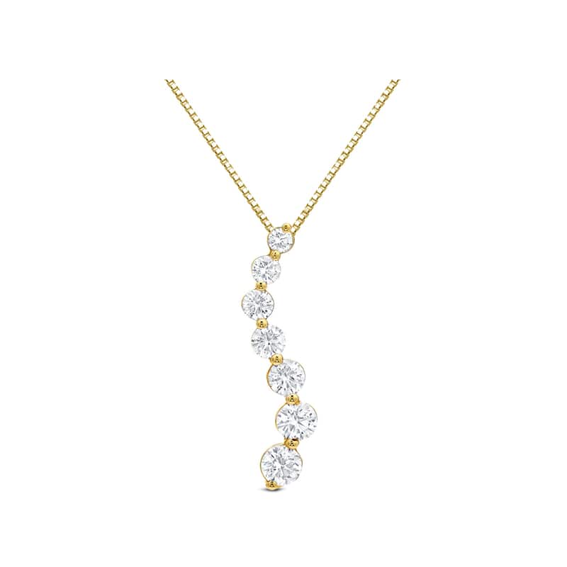 Auriya 14k Gold Curved Diamond Journey Necklace 1 carat TW (J-K, I1-I2) - Yellow