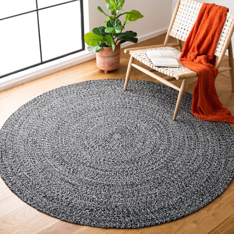 SAFAVIEH Braided Coline Cotton Flatweave Rug - 4' Round - Black