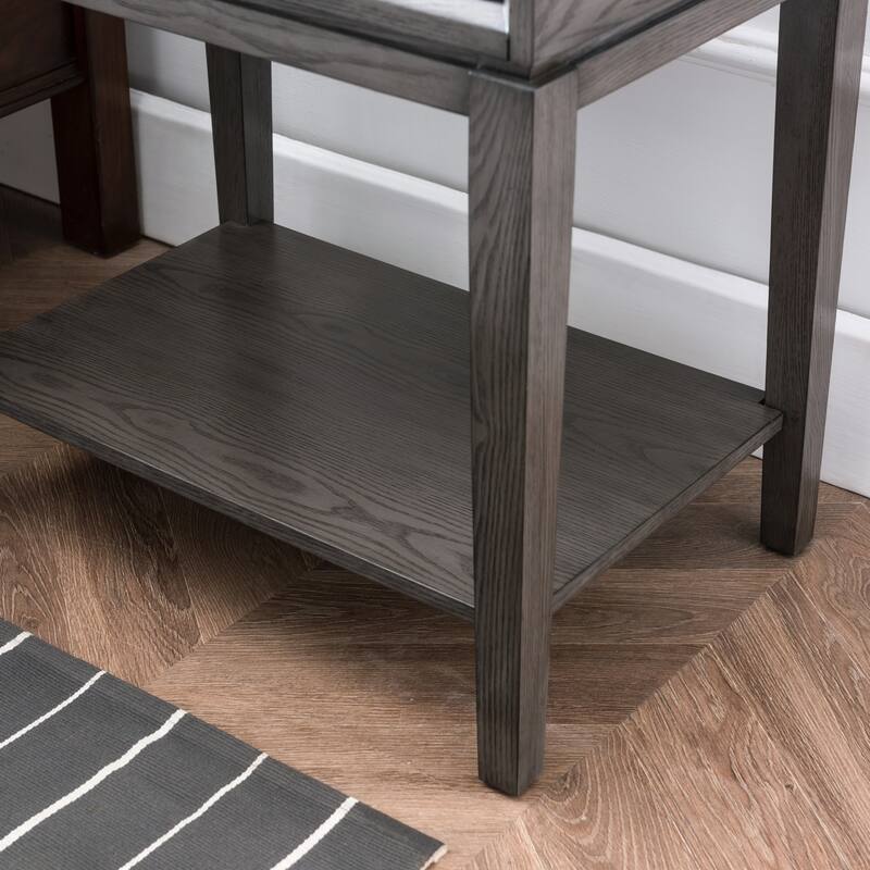 Contemporary Charging Oak Nightstand Side Table One Drawer