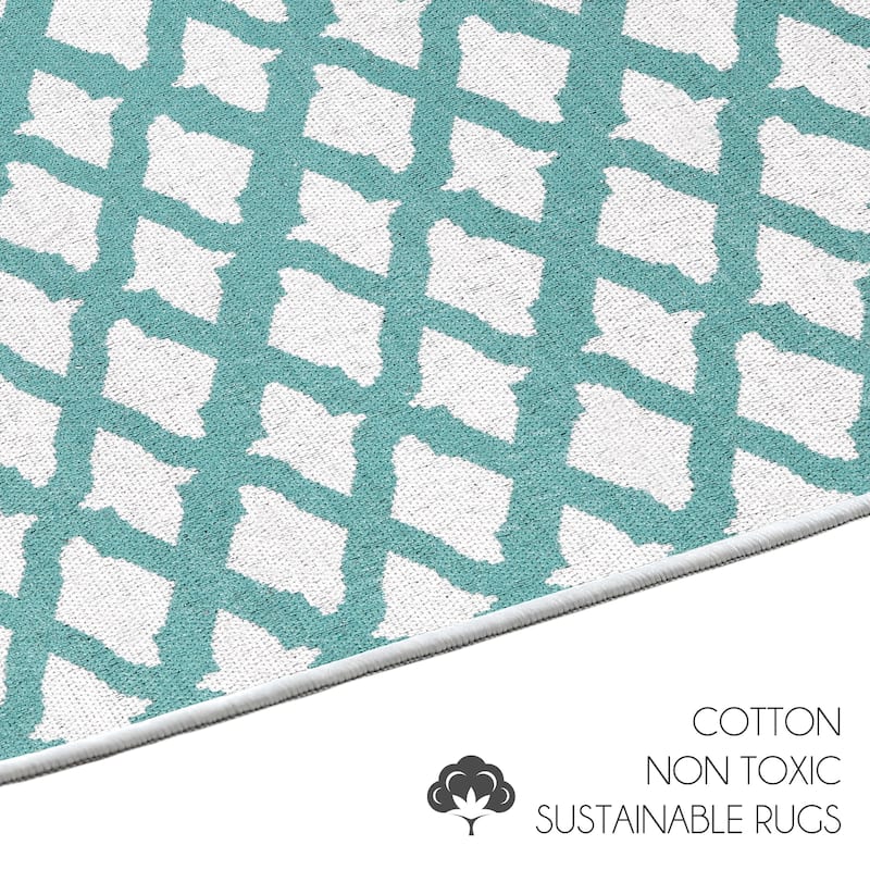 Sussexhome Heavy Duty Ultra Thin Non Slip Washable Cotton Indoor Rug - 2' x 3'