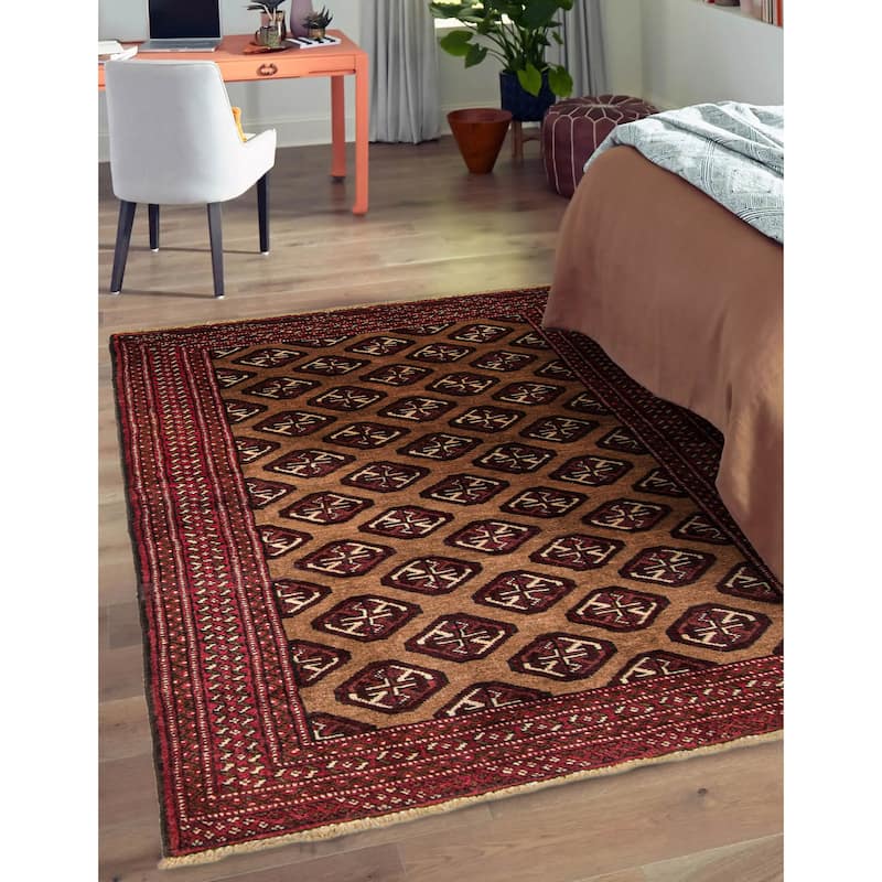 ECARPETGALLERY Hand-knotted Teimani Light Brown Wool Rug - 3' 5" x 4' 9"