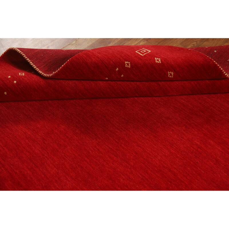 Tribal Red Gabbeh Indian Area Rug Hand-Knotted Wool Carpet - 5'10" x 7'9"