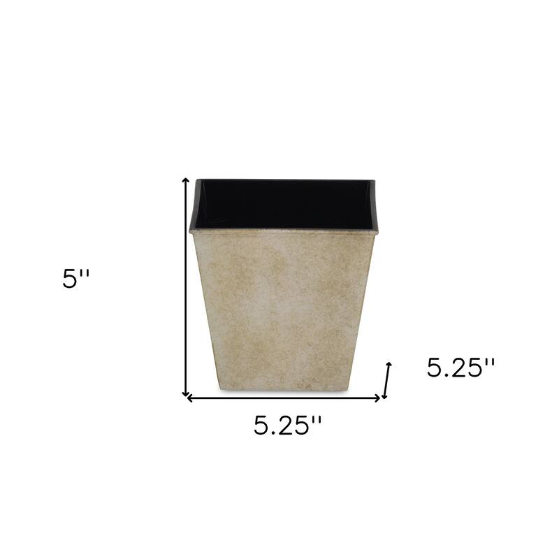 HomeRoots 5" Cream Recycled Plastic Indoor Outdoor Rectangular Pot Planter