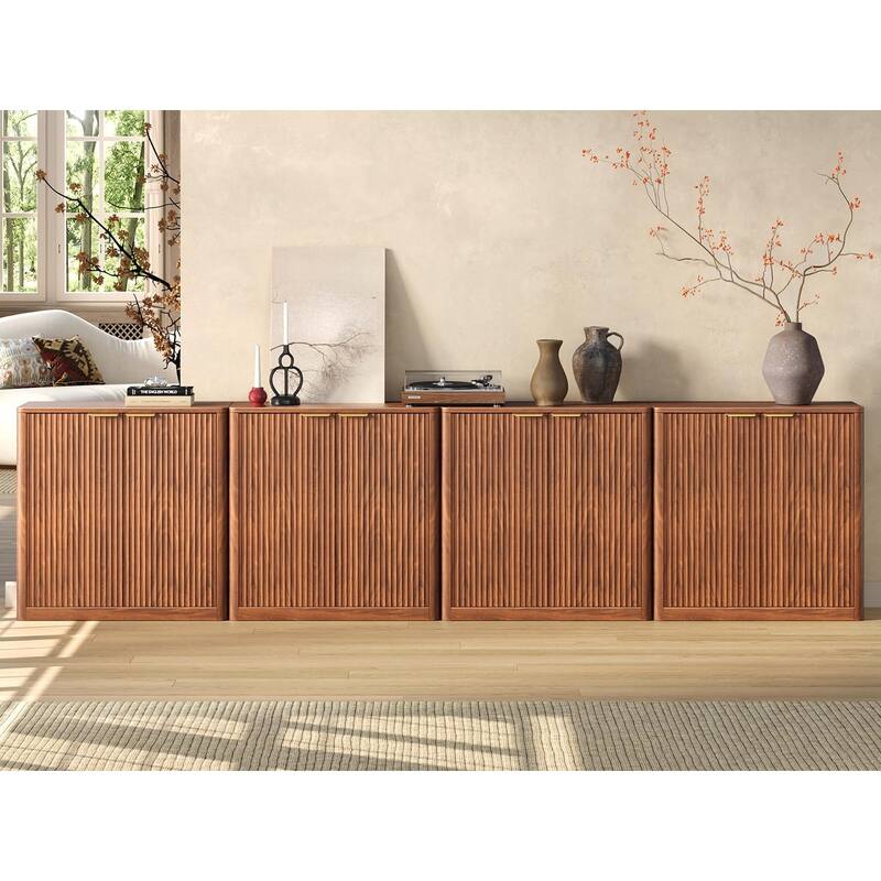 126" Buffet Cabinet with Storage, Fluted Sideboard with Adjustable Shelves for Living Room, Dining Room, Kitchen