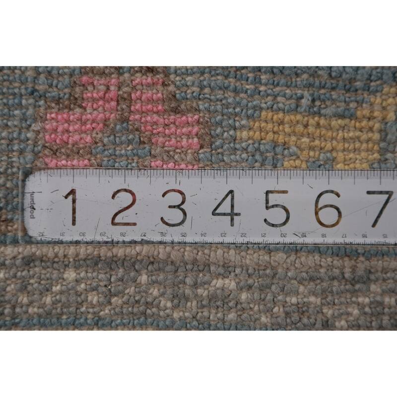 Hand Knotted Oriental 100% Wool Carpet Transitional Floral Brown Oushak Runner Rug - 14' 11'' X 3' 2''
