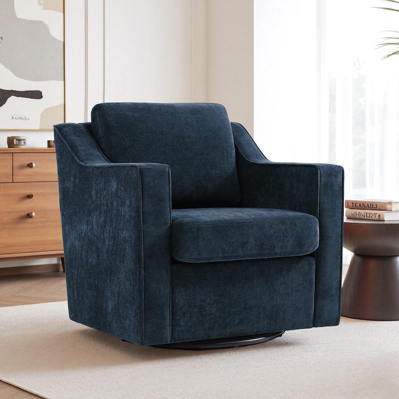 30" W Modern Accent Swivel Chair Comfy Upholstered Armchair