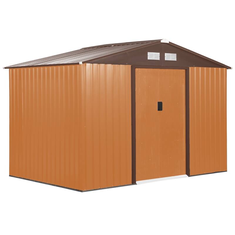 Outsunny 9' x 6' Outdoor Backyard Garden Tool Shed with Double Sliding Doors, 4 Airy Vents, & Durable Steel