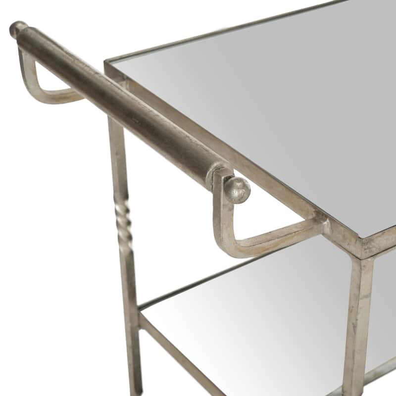 SAFAVIEH Aurelius Silver/ Mirror Top Bar Cart - 29.8" x 15.8" x 33.6"