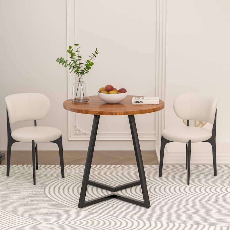 VECELO 35.43'' Round Butterfly Leg Dining Table for 4 MDF Top Kitchen Table Kitchen & Dining Room Tables
