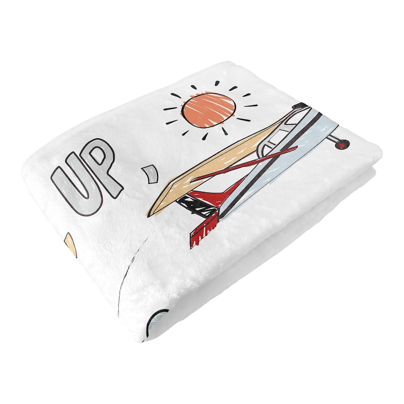 Vintage Airplane Boy Baby Monthly Milestone Blanket - Grey Yellow Orange Red White Blue Airplanes Air Plane Transportation Cloud