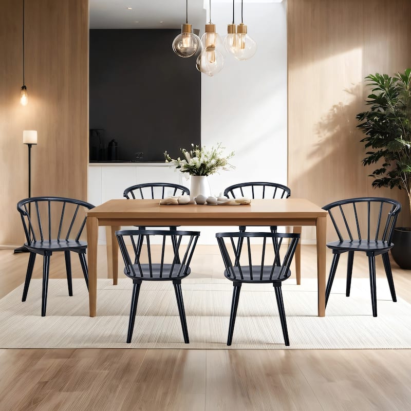 Country Classic 21.7" Wide Spindle Back Dining Chairs - Set of 6 - Black