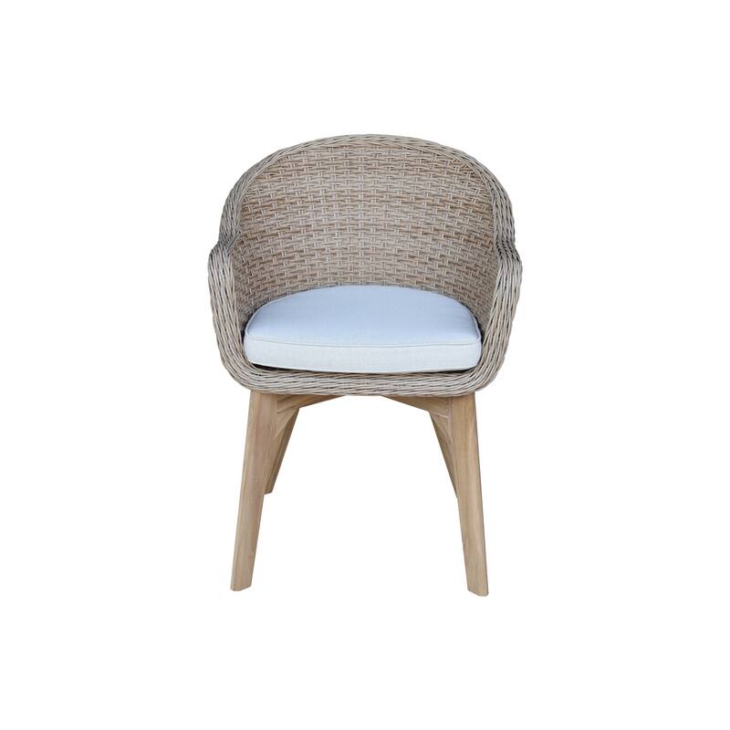 Outdoor Set of Two Wicker Dining Chairs with Cusions