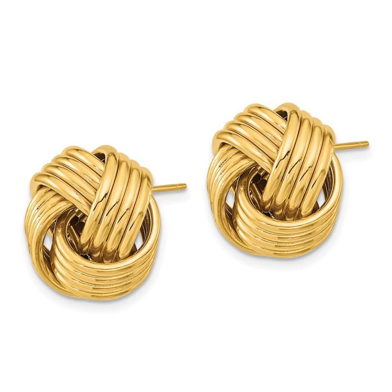 Curata 14k Yellow Gold 16x17mm 4-Row Love Knot Post Earrings