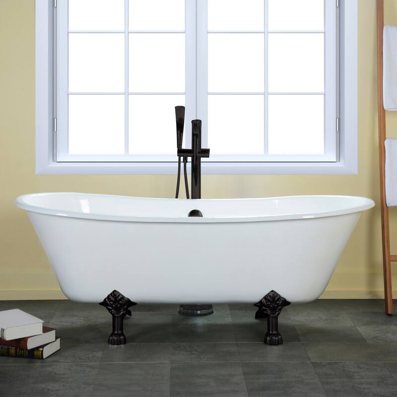 Kingston Brass Aqua Eden 67" Clawfoot Cast Iron Soaking Tub with