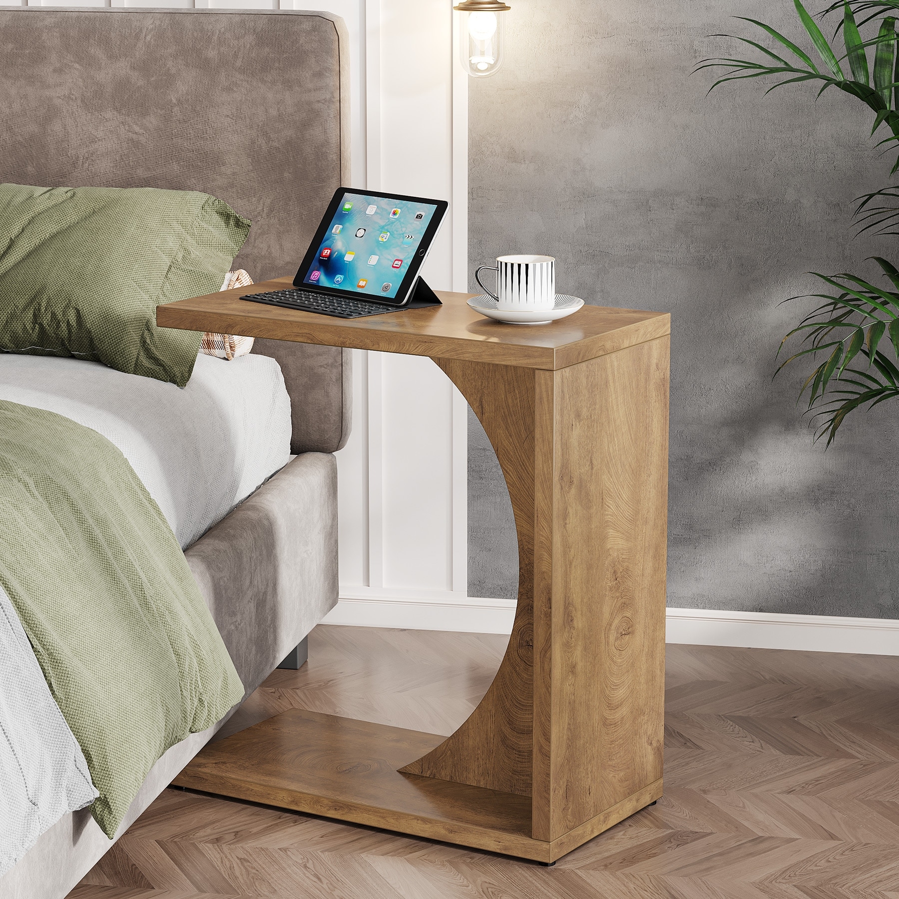 C-Shaped End Table, Sofa Side Table, Living Room Bedroom C Table Accent Side Table