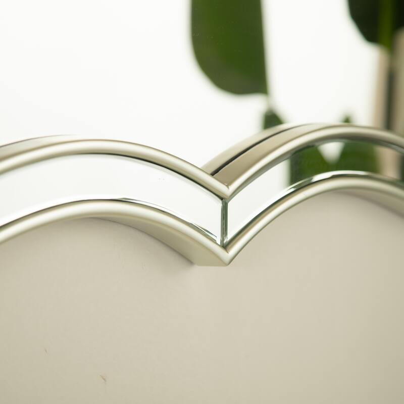 Fleuron Golden Wave-Shape PU Light Luxury Art Decorative Mirror - Bathroom, Bedroom, Living Room - Golden,Silver