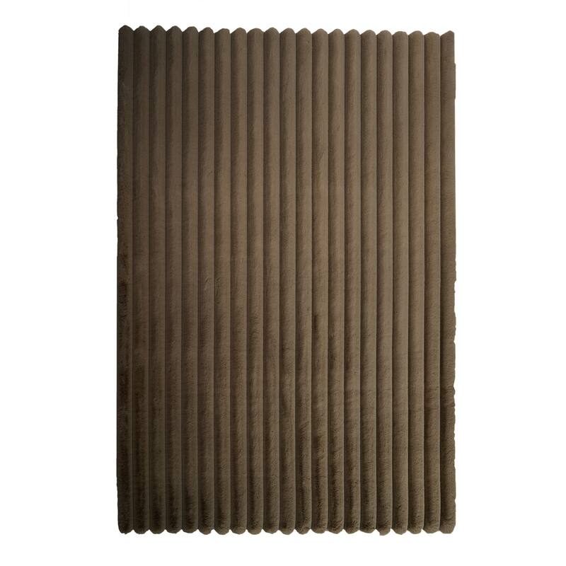Madrid Collection Ultra Soft Ribbed Faux Fur Area Rug - Taupe - Rectangle - 5 x 7