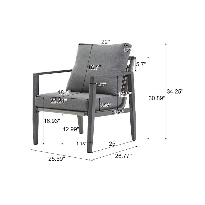 Sleek Aluminum Lounge Chair with Rope Accents