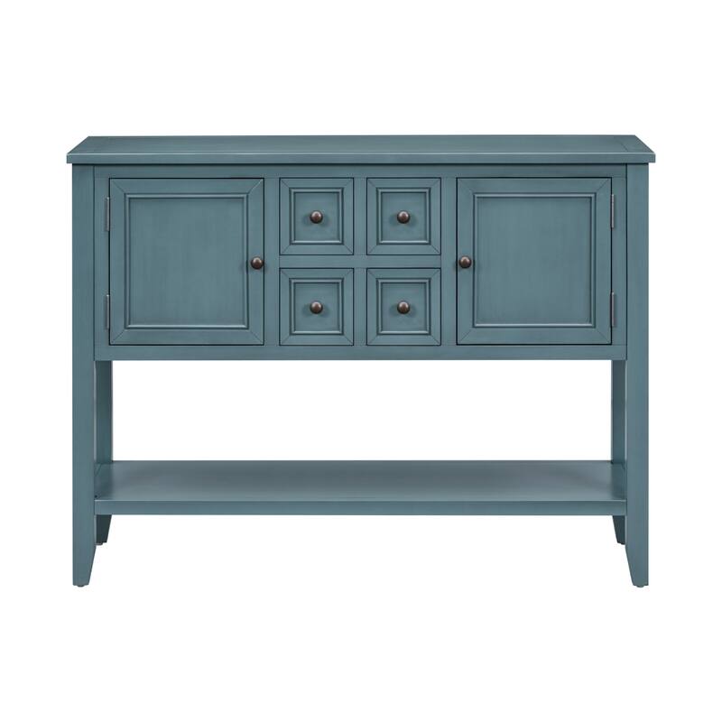 Cambridge Series Ample Storage Vintage Console Table with Four Small Drawers and Bottom Shelf for Living Rooms
