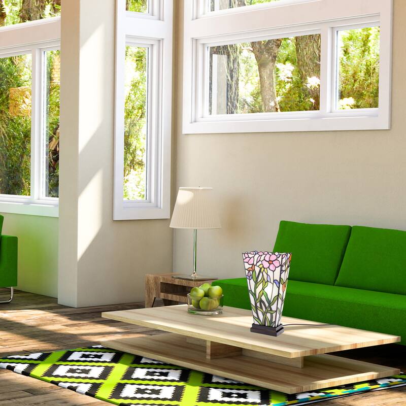 Maison River of Goods Bronze Polyresin and Stained Glass 15.5-Inch Table Lamp - 8.25" x 4.25" x 15.5"