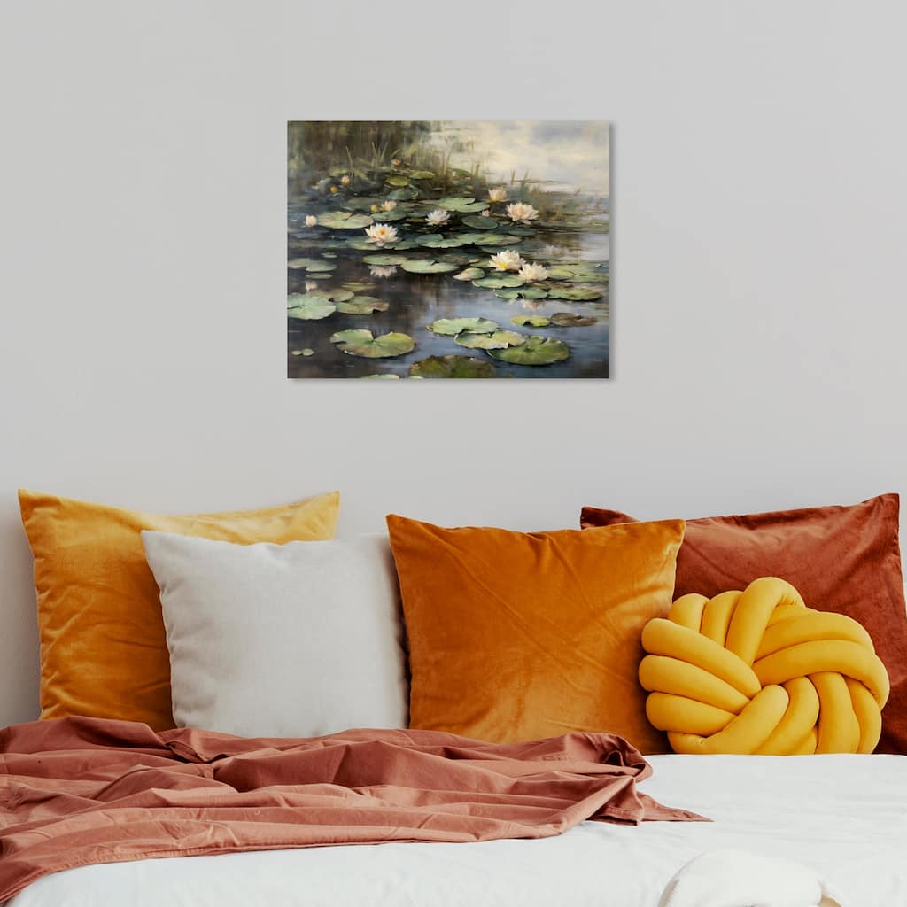 Wynwood Studio Canvas Floral and Botanical Lotus Flower View Green and Traditional Wall Art Canvas Print