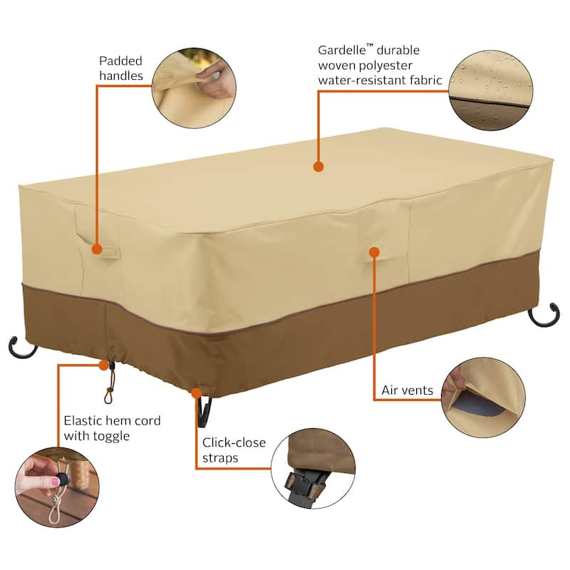 Classic Accessories Veranda Water-Resistant 56 Inch Rectangular Fire Pit Table Cover