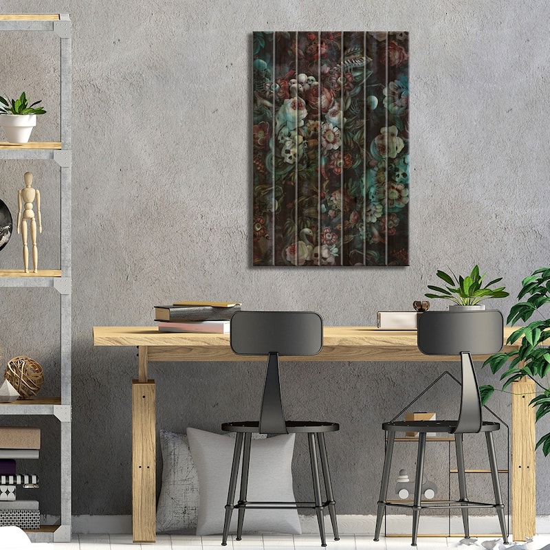 Eyes Of Darkness Print On Wood by Riza Peker - Multi-Color