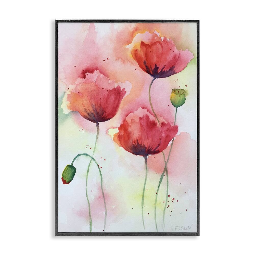 Stupell Red Poppies with Speckles Framed Giclee Art Design By Stephanie Fielden