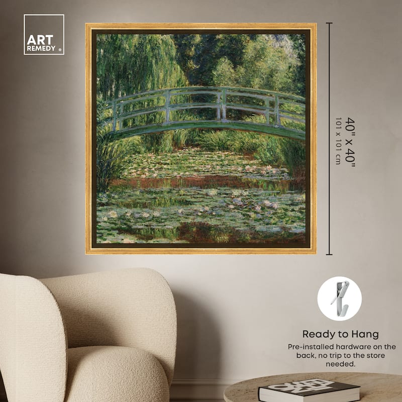 Art Remedy Monet The Japanese Footbridge And The Water Lily Pool Giverny Framed 1 Piece Canvas Wall Art