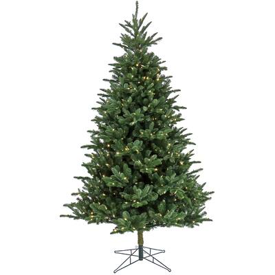 9ft Pre-lit Artificial Feel Real® Christmas Norway Spruce Hinged Tree, 1500 Warm White LED Lights-UL - 9 ft