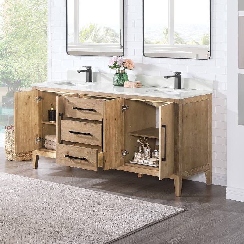 Altair Laurel Bath Vanity with Calacatta White Quartz Stone Countertop without Mirror