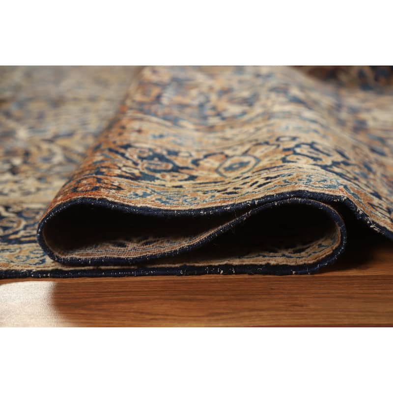Hand Knotted Oriental 100% Wool Carpet Traditional All-Over Navy Blue & Blues Kerman Area Rug - 7' 0'' X 4' 7''
