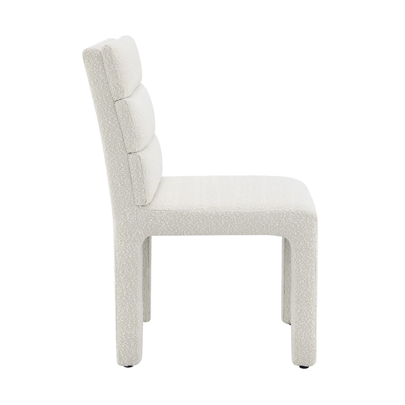 Set of 2 Boucle Upholstered Dining Side Chairs in Beige