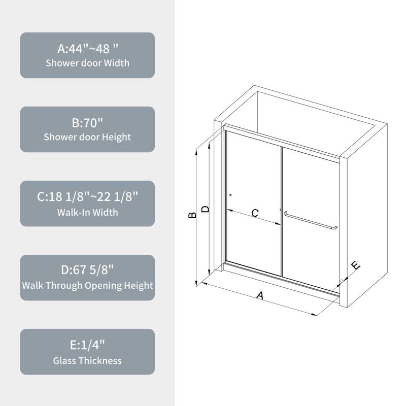 Shower door, sliding door, with 1/4" tempered glass