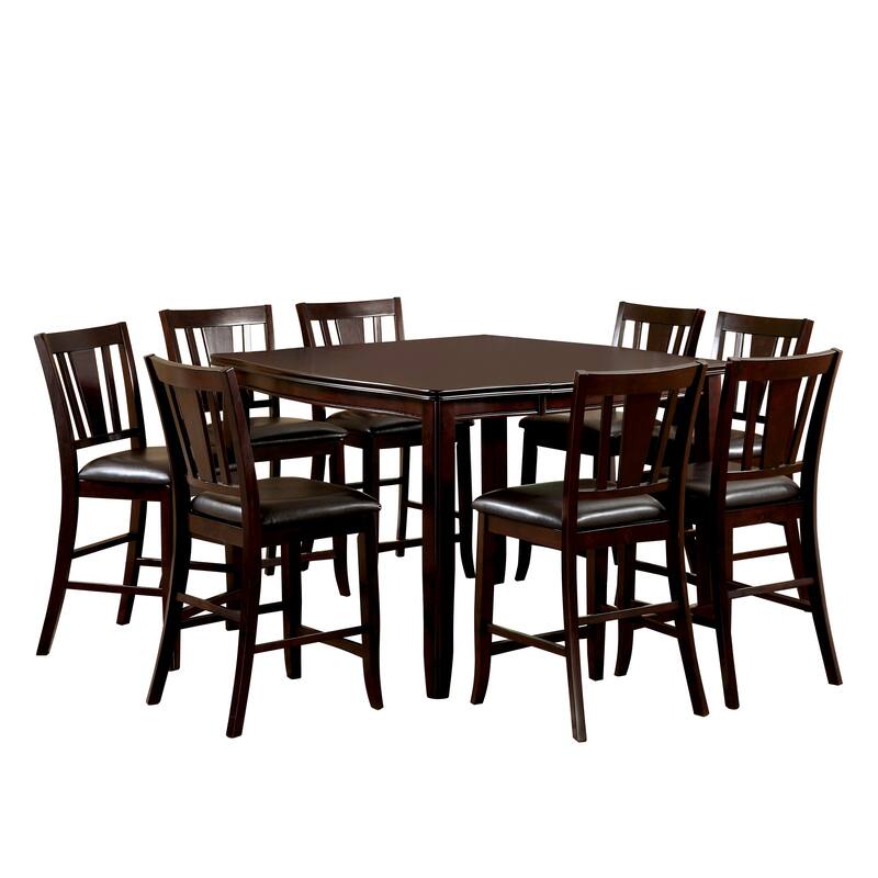 Betsy Contemporary Espresso Faux Leather 9-Piece Counter Height Dining Set by Furniture of America