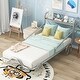 preview thumbnail 1 of 6, Silver Metal Car Platform Bed with Guardrails, Shelf, and Four Wheels