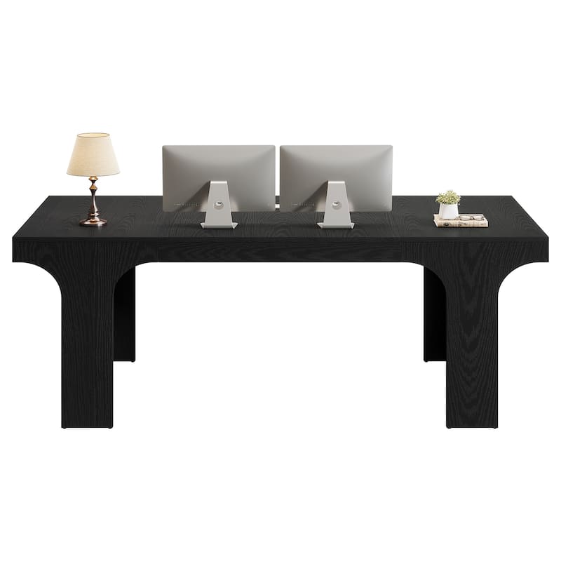 70.9" Executive Desk, Large Wood Computer Office Desk, Writing Table Business Workspace Home Office Accent Desk