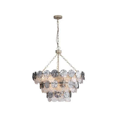 Cascada 3 Tier - 11 Light Pendant in Aegean Silver with Smoke Plated Glass Shade
