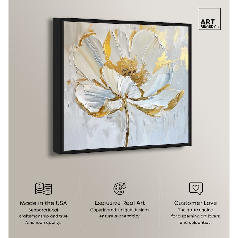 Art Remedy Gold Magnolia II Framed Floral Fine 1 Piece Canvas Wall Art