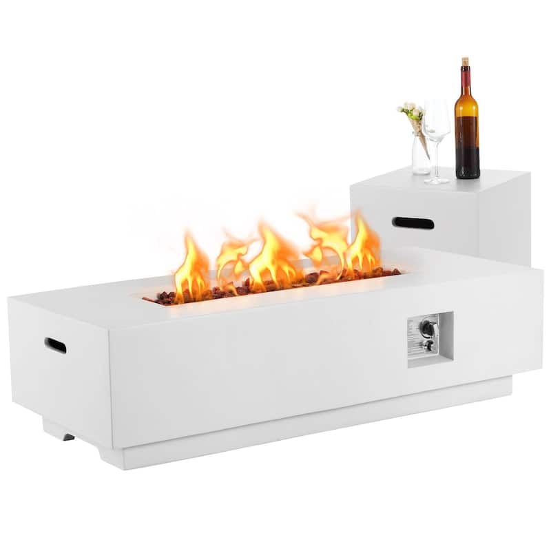 AVAWING 2-Piece 50,000 BTU 56" Rectangle Concrete Propane Fire Pit Table Set